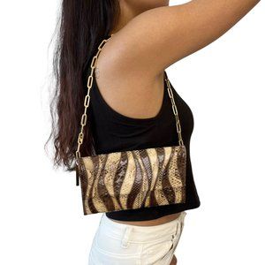 GUCCI Vintage Logo Pochette Mini Shoulder Bag Brown Gold Leather RankAB [102860]